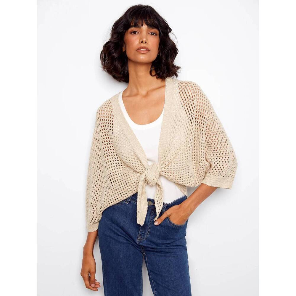 NEW CHARLIE B dolman elbow sweater shrug in gold
